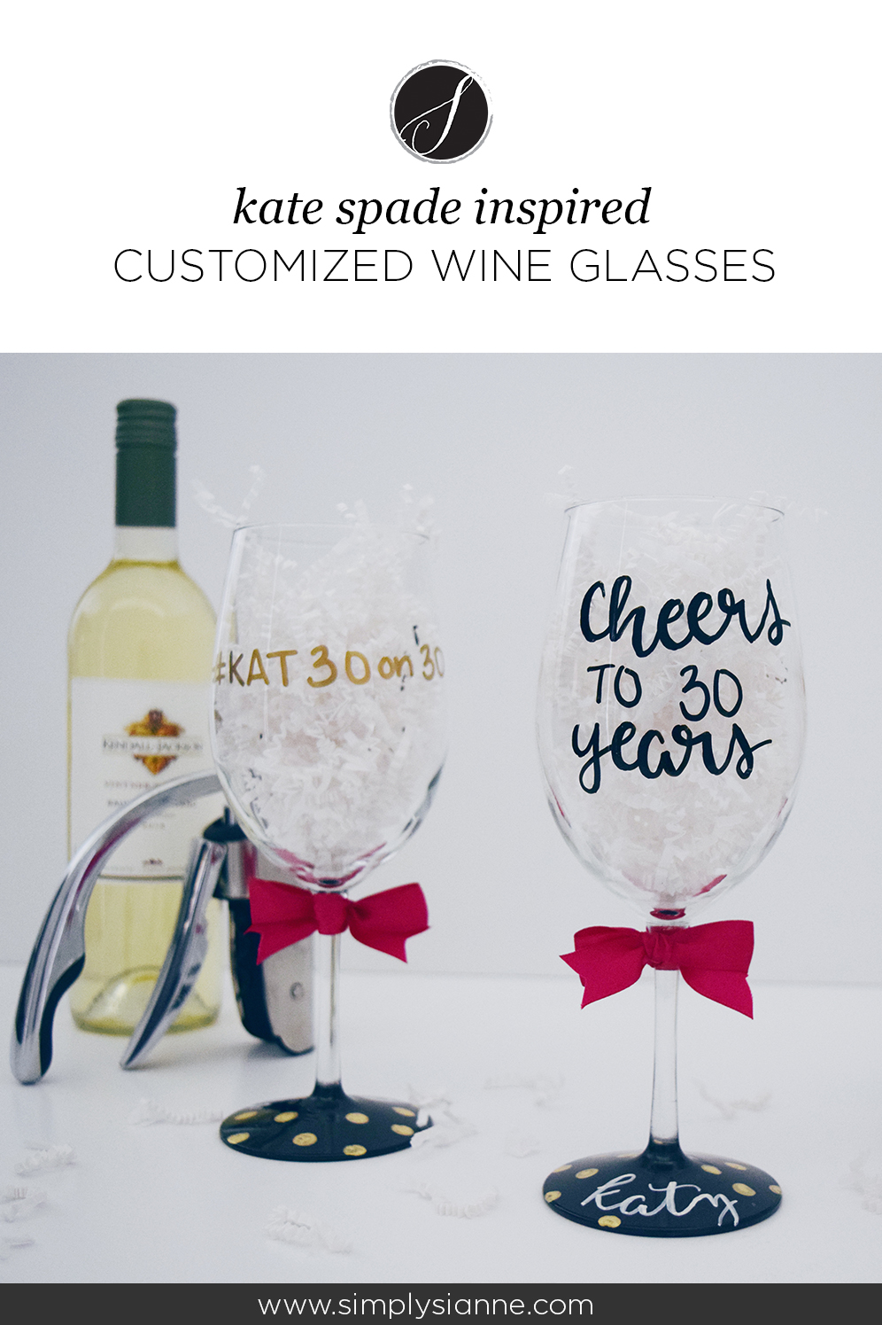 Kate Spade Inspired Customized Wine Glasses Simply Sianne